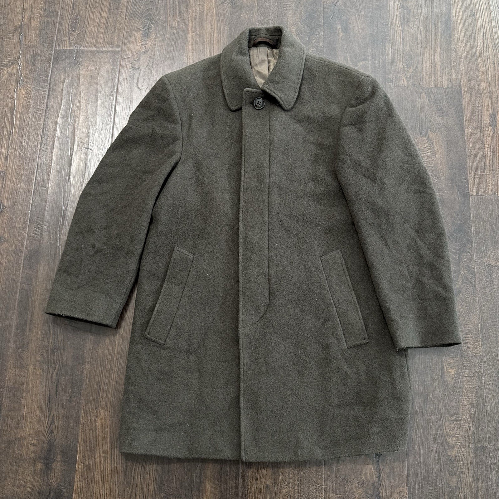 Lauren Ralph Lauren Men's Pea Coat Wool Blend Olive Green Jacket Pristine 36s